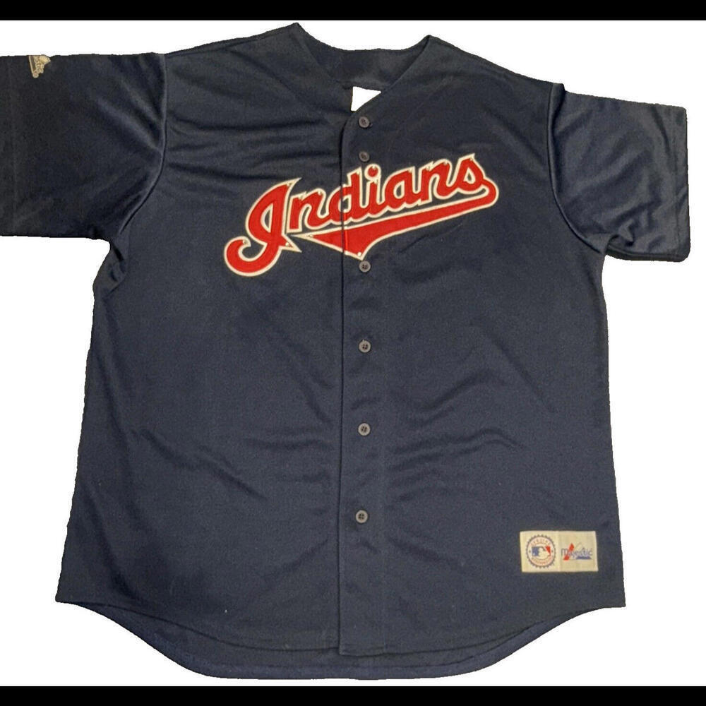 MLB Cleveland Indians Hafner Womens SS Button Up Blue‎ Jersey True Fan No Tag S?